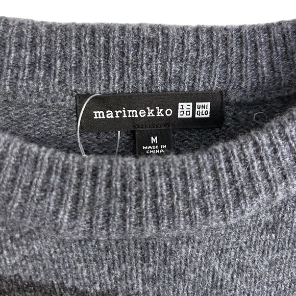 NEW Marimekko Uniqlo Gray Swirl Lambswool Long Sleeve Sweater Dress M - Picture 4 of 7